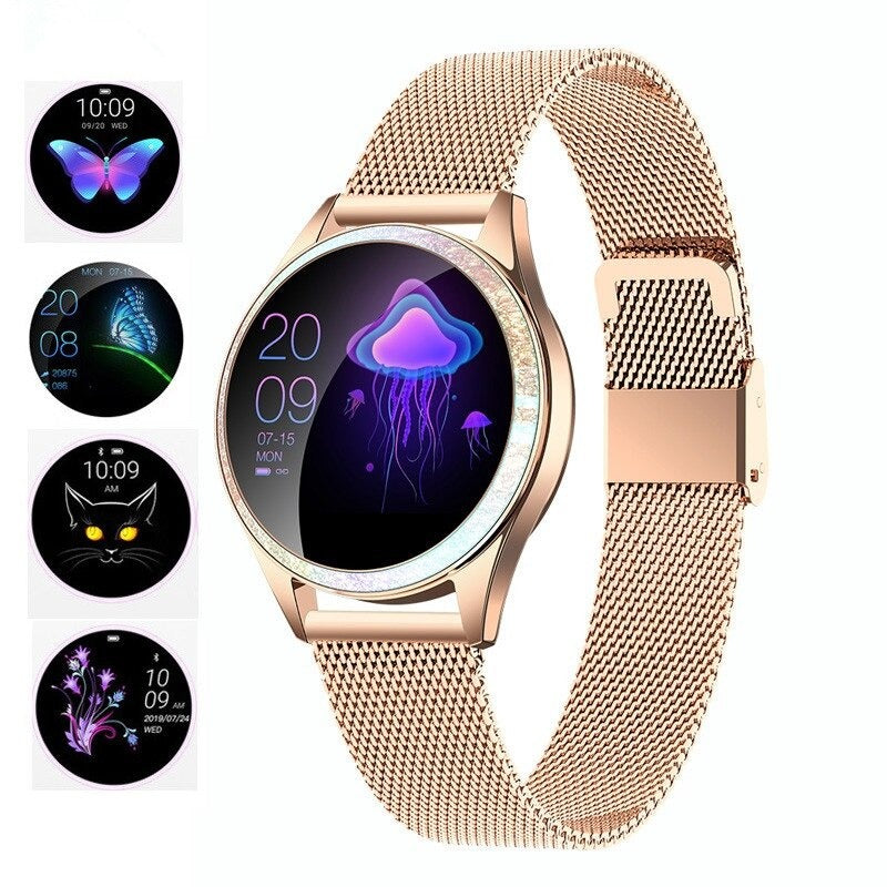Luxury Smart Watch Ladies Gold - Crystal